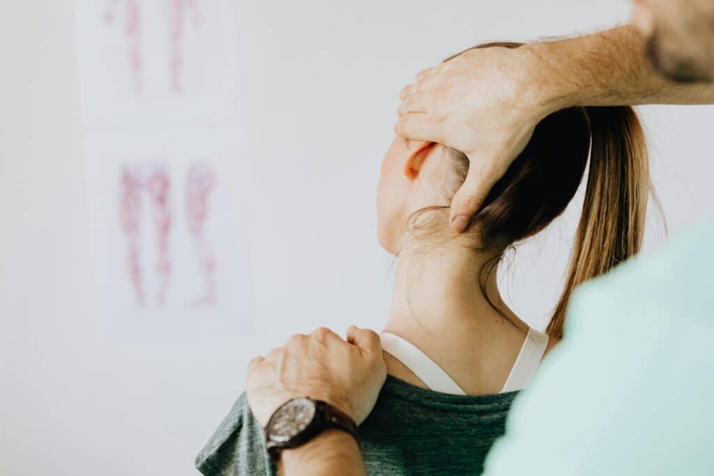 Chiropractor performing traction
