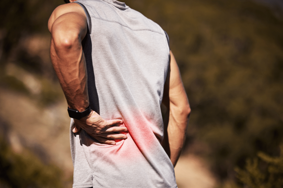 Sciatica pain in man's lower back