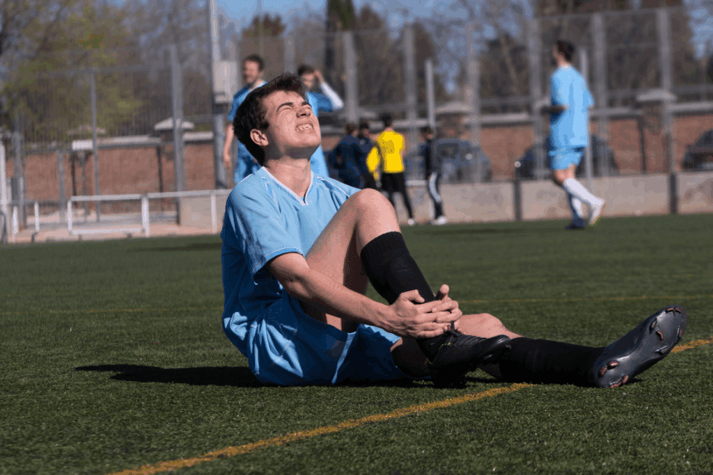 Soccer player injured on field