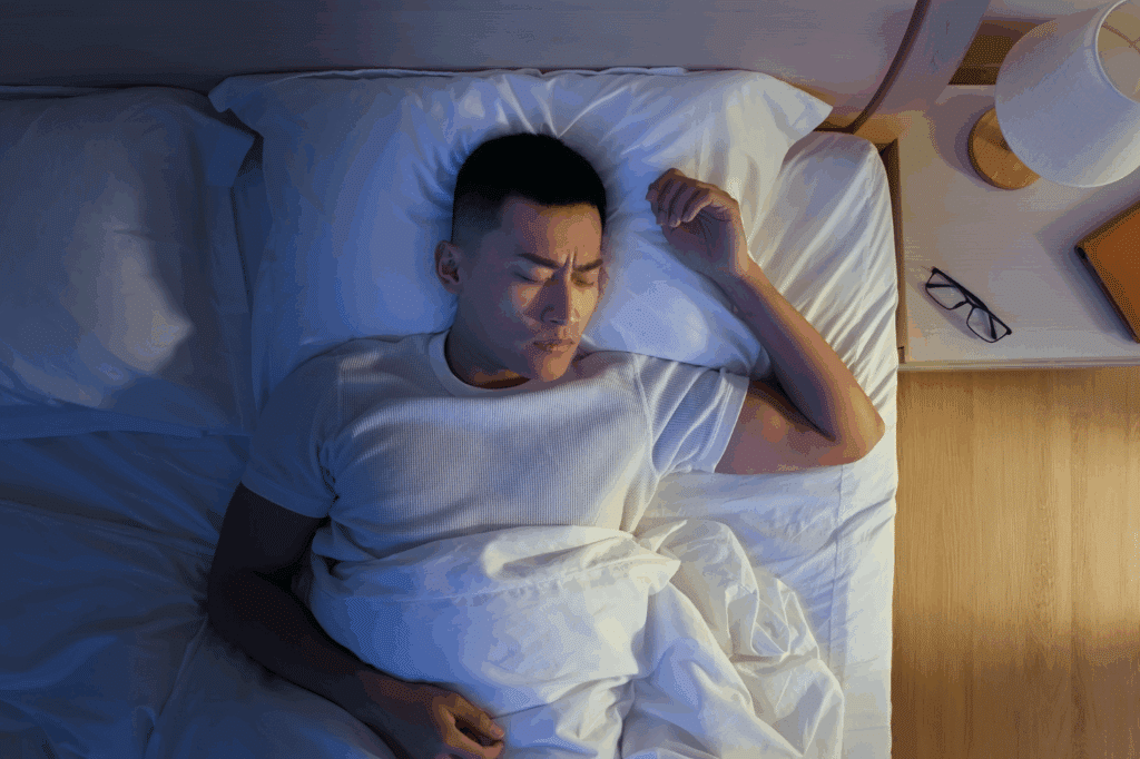 Man sleeping on his back
